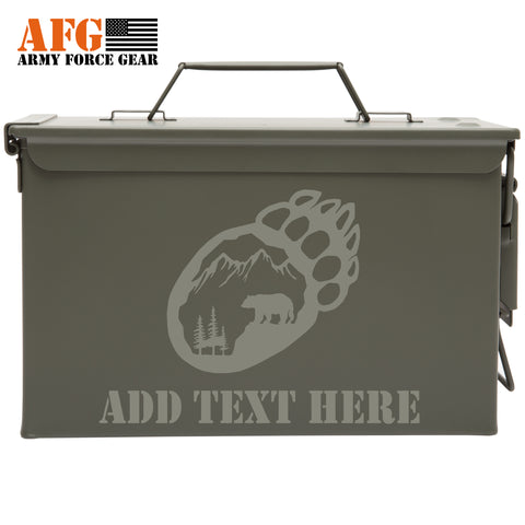Ammo Can Personalized Gift for Men W/ Name, Bear Claw Forest Gift for Groomsman