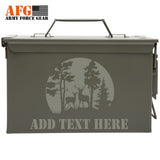Metal Ammo Can with Laser Engraved Whitetail Deer Bucks Antlers In The Woods
