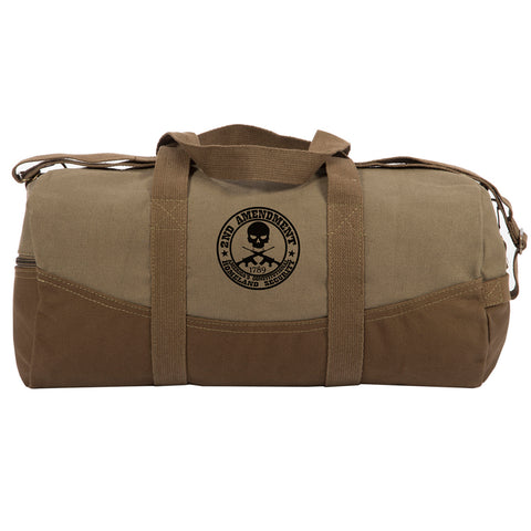 2nd Amendment Homeland Security Two Tone Canvas 19” Duffel Bag with Brown Bottom