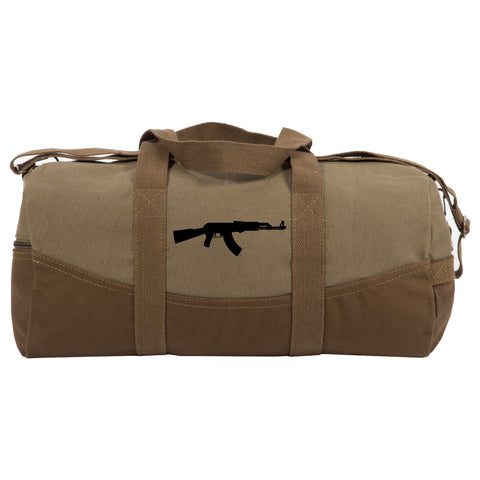 AK-47 Assault Rifle Two Tone 19” Duffle Bag with Brown Bottom, Detachable Strap