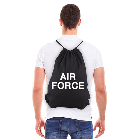Air Force USAF Text Eco-Friendly Reusable Cotton Canvas Draw String Bag