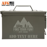 Personalized Engraved Ammo Can Property of Find Your Fun Tactical Storage Survival Box