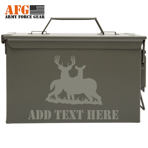 Personalized Engraved Ammo Can Deer Grazing in the Field Waterproof Storage Box