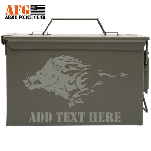 Personalized Engraved Ammo Can Wild Boar Laser Waterproof Tactical Storage Survival Box
