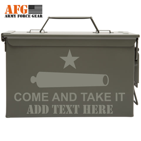Metal Ammo Can with Laser Engraved Come And Take It Canon Star