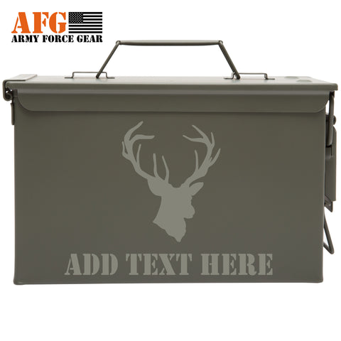 Metal Ammo Can Hunting Deer Buck Antlers with Custom Engraving
