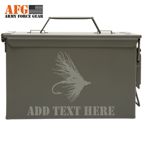 Metal Ammo Can Fly Fishing with Custom Engraving