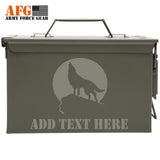 Howling Wolf Engraved Ammo Can, Personalized Metal Storage Box