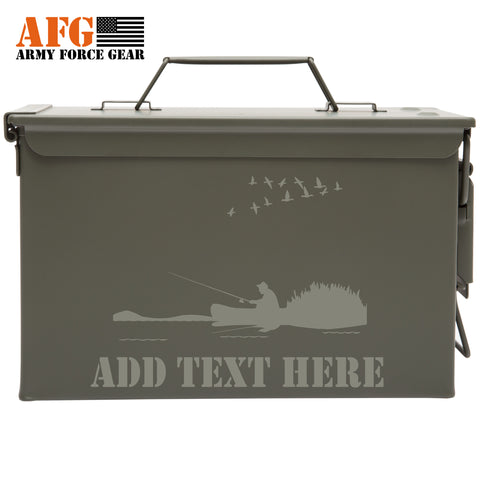 Personalized Engraved Ammo Can Fisherman in a boat Tactical Storage Survival Box