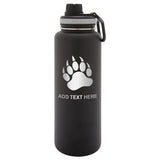 Personalized Grizzly Bear Paw Print Stainless Steel Water Bottle