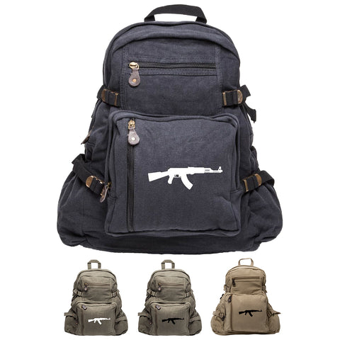AK-47 Assault Rifle Army Sport Heavyweight Canvas Backpack Bag