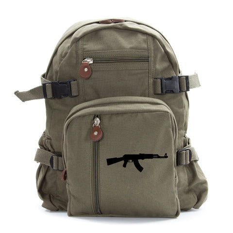 AK-47 Assault Rifle Army Sport Heavyweight Canvas Backpack Bag