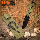Paracord Knife with Fire Starter, Engraved with Hunting Deer Buck Antlers