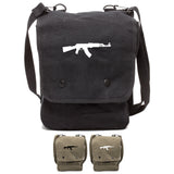 AK-47 Assault Rifle Canvas Crossbody Travel Map Bag Case
