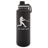 Personalized Engraved Baseball Player Water Bottle Sports