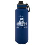Personalized Engraved Don't Tread on Me Water Bottle